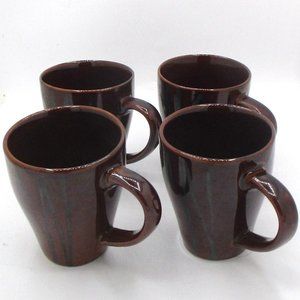 Joseph Abboud Mahogany Brown Ceramic Mugs With Drip Glaze Finish Set of 4  kit